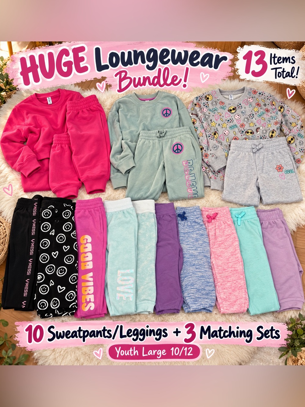 HUGE Loungewear Bundle! 13 Items Total 10 Sweatpants/Leggings+3 Matching Sets